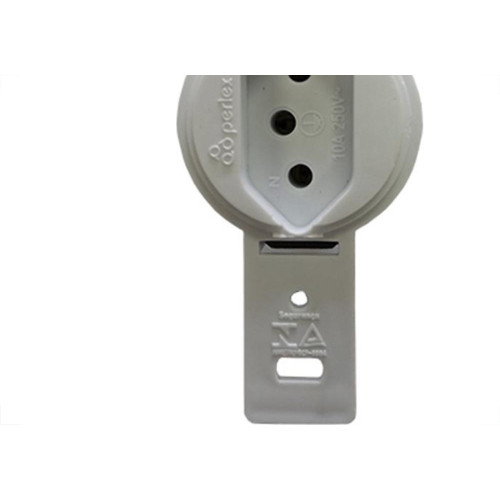 Conjunto Para Condulete Perlex Tomada 2 Polos +Terra 10A Redondo Branco 5511Br