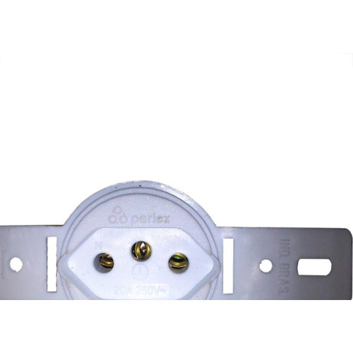 Conjunto Para Condulete Perlex Tomada 2 Polos +Terra 20A Redondo Branco 5515Br
