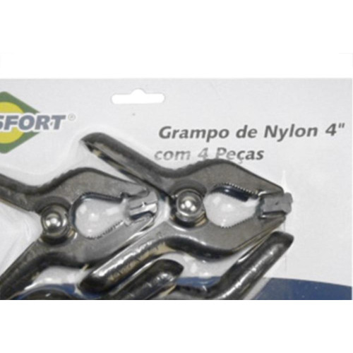 Grampo Rapido Marceneiro Brasfort 4''Nylon 4Pecas 7354