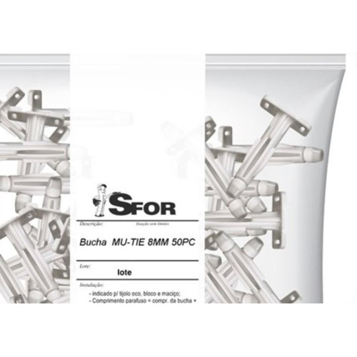 Bucha Fixacao Sforplast Tie 08 Abracatudo 50 Pecas 123