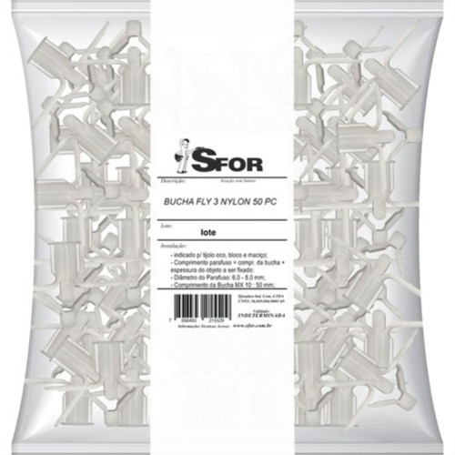 Bucha Fixacao Sforplast Gesso Nylon 15 A 23 50 Pecas Numero 3 88