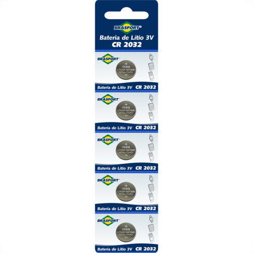 Pilha Brasfort Bateria 03V Cr2032 7442 - Kit C/5 