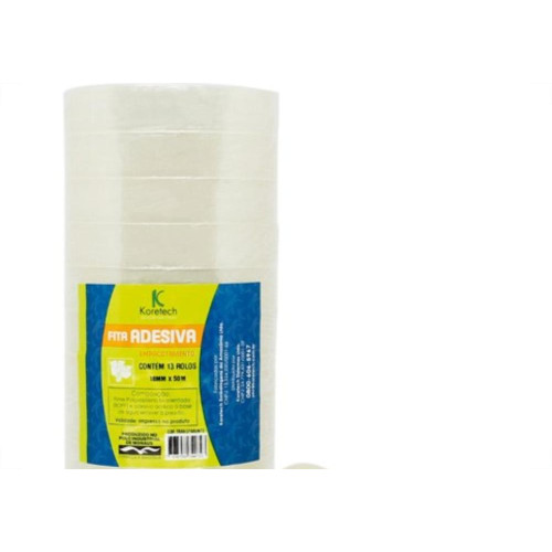 Fita Adesiva Transparente Koretech 18X50 Rf.12.10.4.0021 - Kit C/13 