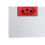 Conjunto Tramontina Liz 4X2 Branco Com Placa (1 Tomada 20A Vermelha) 