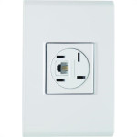 Conjunto Tramontina Liz 4X2 Branco Com Placa (1 Tomada Fone+Rj11) 