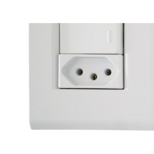 Conjunto Tramontina Liz 4X2 Branco Com Placa (2 Simples+Tomada 10A) 