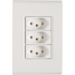 Conjunto Tramontina Liz 4X2 Branco Com Placa (3 Tomadas 10A) 