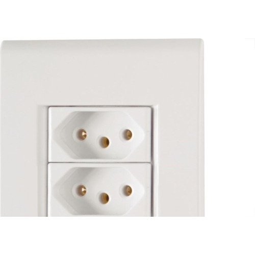 Conjunto Tramontina Liz 4X2 Branco Com Placa (3 Tomadas 10A) 
