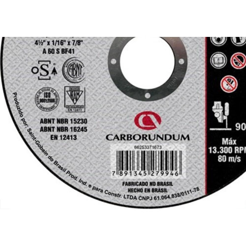 Disco De Corte Para Inox Carborundum 4.1/2 X 1,6Mm Ltw 
