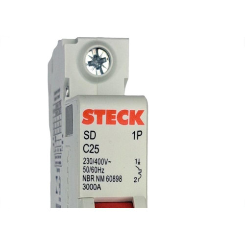 Kit C/3 - Disjuntor Steck Din Unipolar 25A Sd61 C Sdd61C25