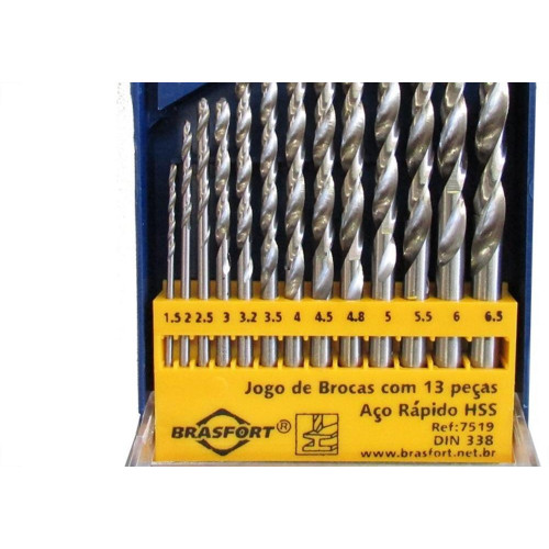 Broca Aco Rapido Brasfort 1,5 A 6,5 13 Pecas 7519