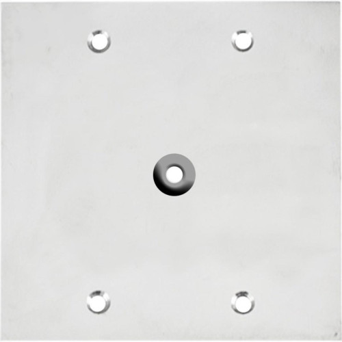 Placa Piso Inox 4X4 Com Furo Pi44F