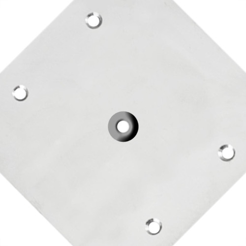 Placa Piso Inox 4X4 Com Furo Pi44F