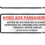 Placa Sinalizacao Aluminio 15X06 ''Aviso Elevador'' 2 Pecas 120Bk