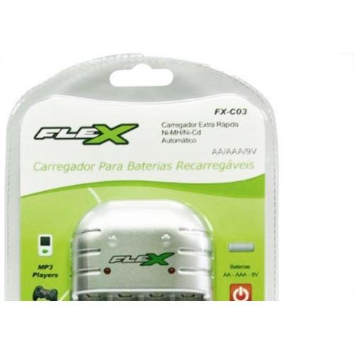 Carregador Para Pilhas 4Aa/Aaa Ou 2 Bateria 9V Flex Bivolt Fx-C03