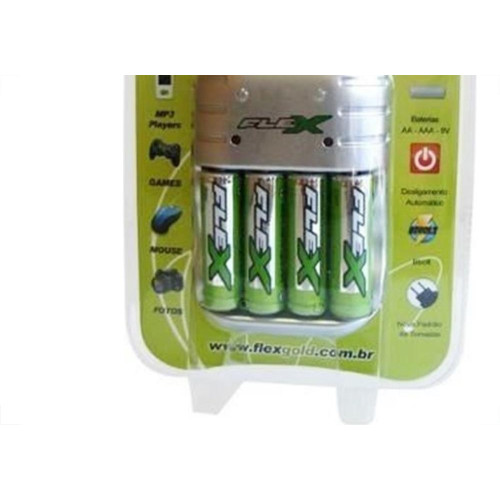 Carregador Para Pilhas 4Aa/Aaa Ou 2 Bateria 9V Flex Com 4Aa Fx-C03/4P
