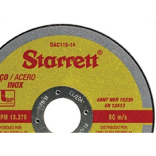Disco De Corte Para Inox Starrett 4.1/2 X 3/64 X 7/8 Dac115-14 - Kit C/12 