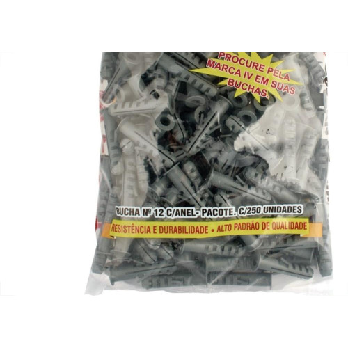 Bucha Fixacao Ivplast Com Anel 12 Saco 250 Pecas 