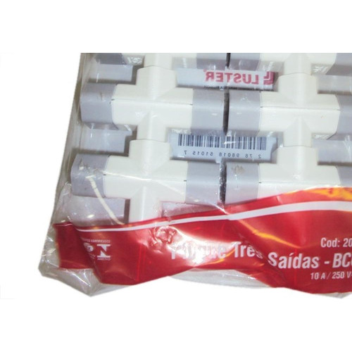 Pino 3 Saidas 2 Polos Luster Branco 2042 - Kit C/10 