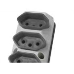 Tomada Barra Perlex Tripla 2 Polos +Terra 10A Cinza 2100/2