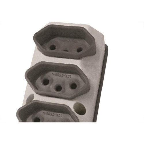 Tomada Barra Perlex Tripla 2 Polos +Terra 20A Cinza 2120/2