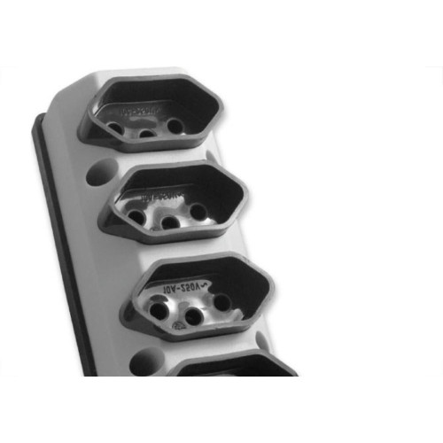 Tomada Barra Perlex Quadrupla 2 Polos +Terra 20A Cinza 2220/2