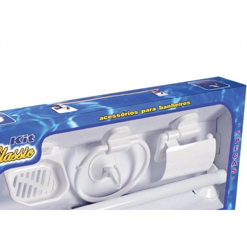 Acessorio Wc Daivak Abs+Metal Branco 5 Pecas Com Ventosa 503