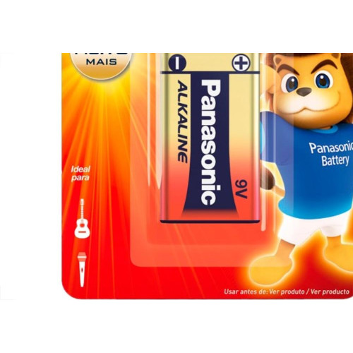 Pilha Panasonic Alcalina Bateria 9V Com 1 Peca 6Lf22Xab/1B24