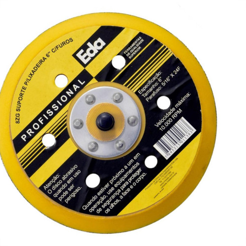 Disco Borracha Eda Para Lixadeira 6 Furo 6'' Com Velcro 8Zg