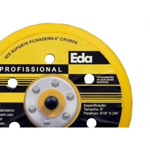 Disco Borracha Eda Para Lixadeira 6 Furo 6'' Com Velcro 8Zg