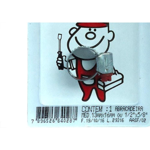 Cartela Abracadeira Rosca Sem Fim  1/2 X 5/8'' Peg&Fixe Com 1 Peca Aasf/02