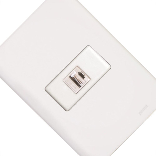 Conjunto Perlex Aros 4X2 Branco Com Placa(1Tomada Rj45) 7364