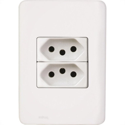 Conjunto Perlex Aros 4X2 Branco Com Placa(2Tomadas 10A) 7311/11