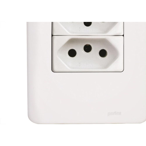 Conjunto Perlex Aros 4X2 Branco Com Placa(2Tomadas 10A) 7311/11