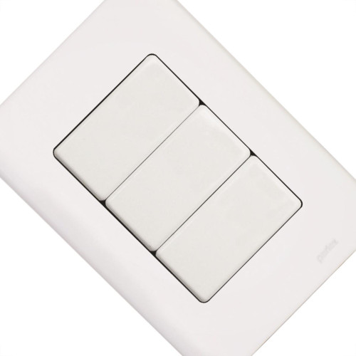 Conjunto Perlex Aros 4X2 Branco Com Placa(3Simples) 7383