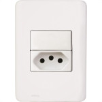 Conjunto Perlex Aros 4X2 Branco Com Placa(1Simples+1Tomada) 7381/11