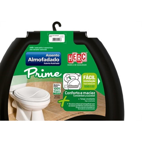 Assento Sanitario Herc Prime Almofadado Preto 2392