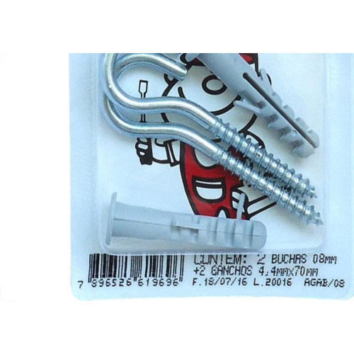 Cartela Escapula Com Bucha 8 Peg&Fixe Kit Com 4 Pecas Aesb/08