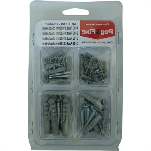Cartela Bucha Fixacao 4A8Mm+Parafuso Phillips Peg&Fixe Kit 66 Pecas Akit/69