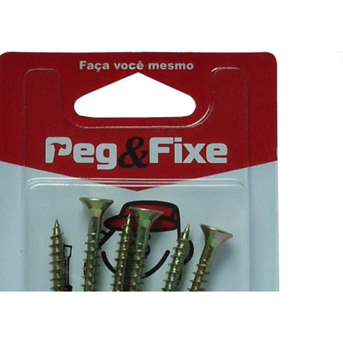 Cartela Parafuso Madeira Phillips Chata 5,0 X 50Mm Peg&Fixe 6 Pecas Apac/10