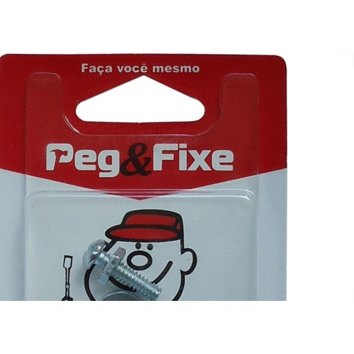 Cartela Parafuso Rosca Maquina Peg&Fixe   Redonda 3/16 X 3/4''+Porca+Arruela Com 12 Pecas Amaq/08