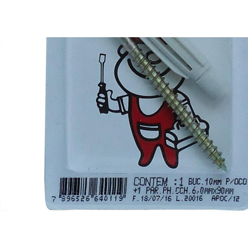 Cartela Bucha Fixacao 10 Com Anel+Parafuso 6 X 90 Peg&Fixe Kit 2 Pecas Apoc/12