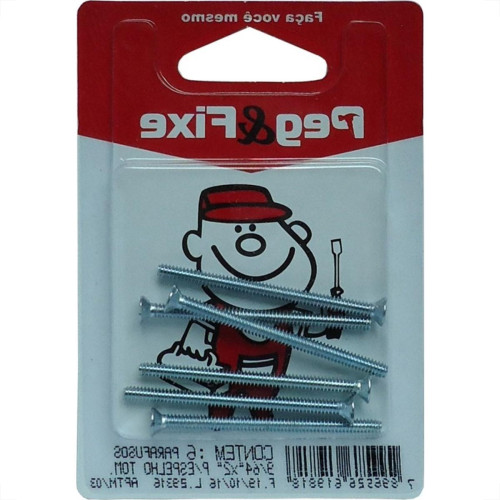 Cartela Parafuso Placa Tomada 9/64 X 2'' Peg&Fixe 6 Pecas Aptm/03