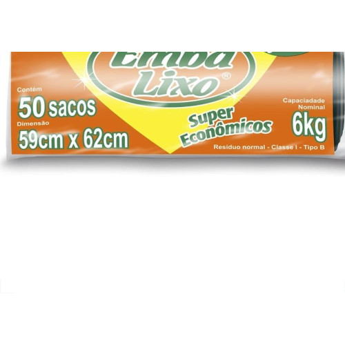 Saco Embalixo Rolo Super Economico Preto 30L Com 50 Sacos 510068