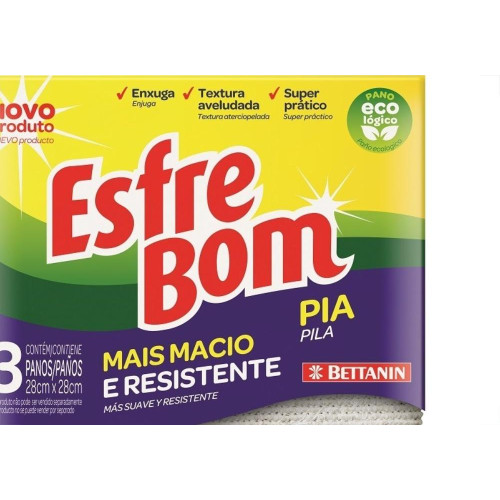 Pano Limpeza Esfrebom Ecologico Pia 3 Pecas Bt4980