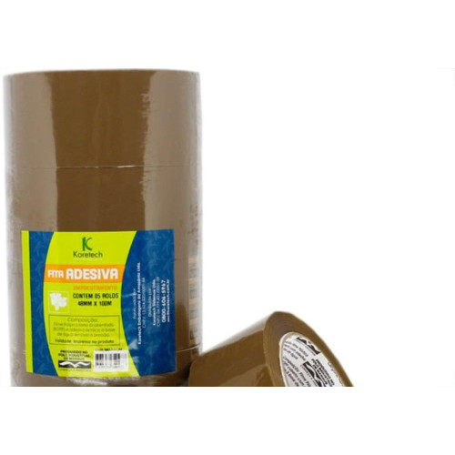 Fita Embalagem Koretech Koretape Marrom 48 X 100 Pa.12.10.4.0128 - Kit C/5 