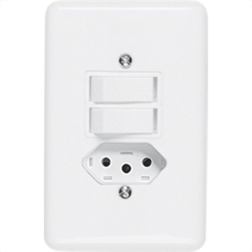 Conjunto Ilumi 4X2 Branco Com Placa(2Simples+Tomada 10A) 20210