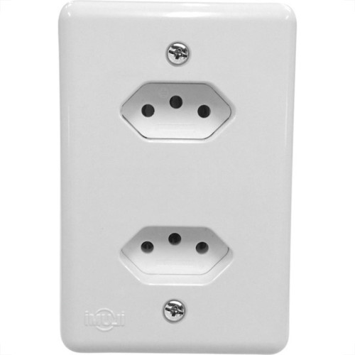 Conjunto Ilumi 4X2 Branco Com Placa(2Tomadas 10A Monobloco) 201200