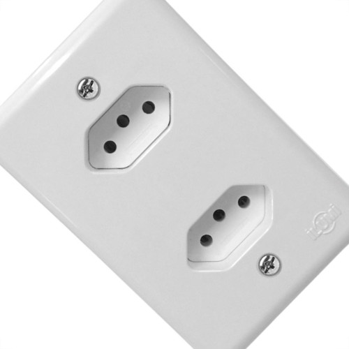 Conjunto Ilumi 4X2 Branco Com Placa(2Tomadas 10A Monobloco) 201200