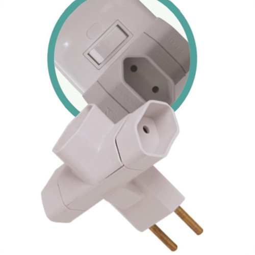 Pino 3 Saidas 2 Polos Ilumi Cinza ''T'' 1213Pct - Kit C/10 